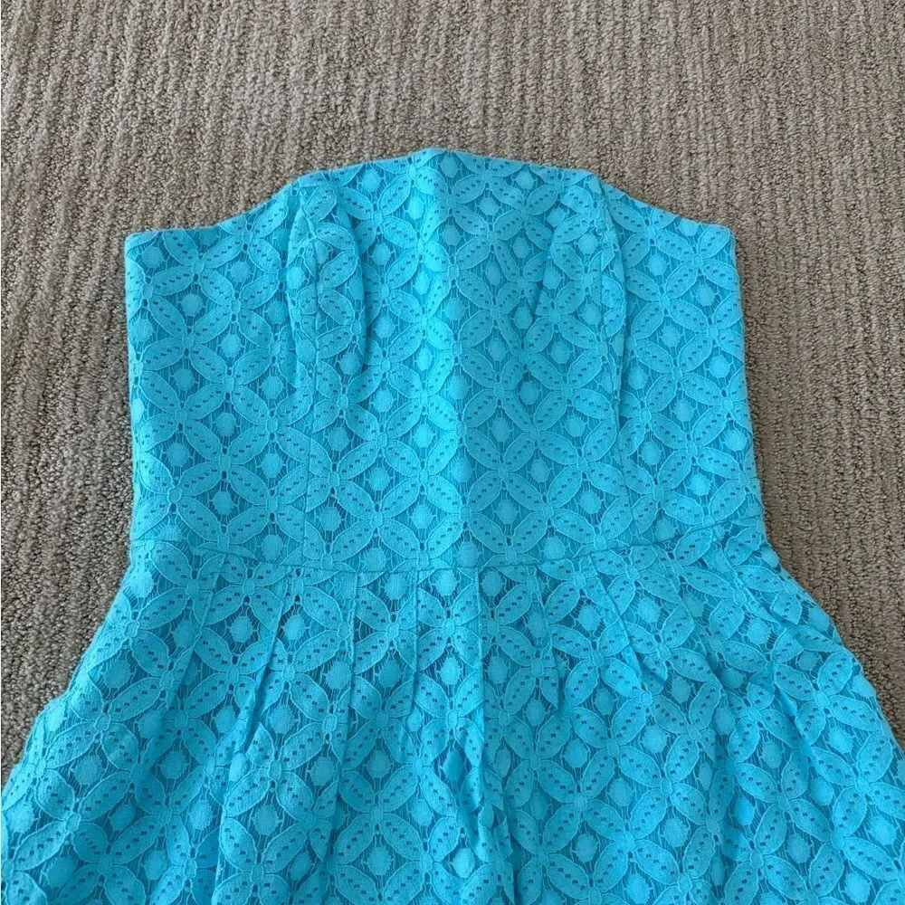 Lilly Pulitzer Blue Strapless Fit and Flare Dress - Picture 4 of 6